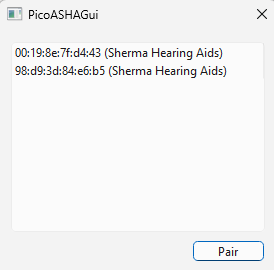 Pairing dialog